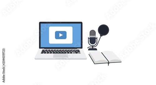 Laptop with YouTube on screen.