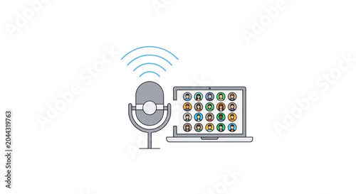 Microphone with wireless signal laptop.