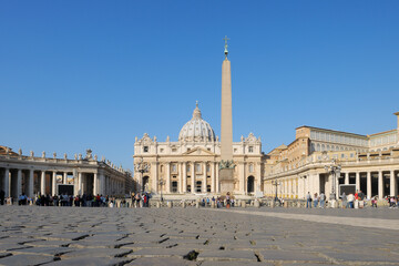 Europe, Italy, Rome, View of St. Peter's Basilica and St. peter's square at Vatican