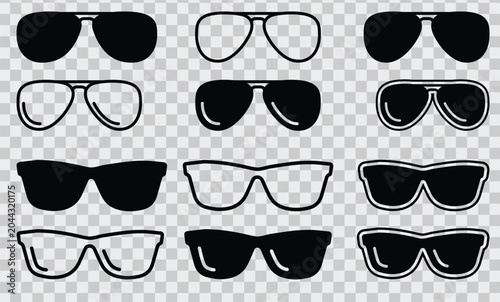 Fotografia Sunglasses collection with aviator and square frame vector designs