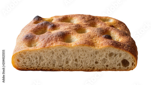 Картината върху платно Crusty focaccia bread slice with airy crumb texture