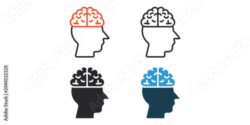 фотографія consciousness icons  outline and Flat Style,transparent background
