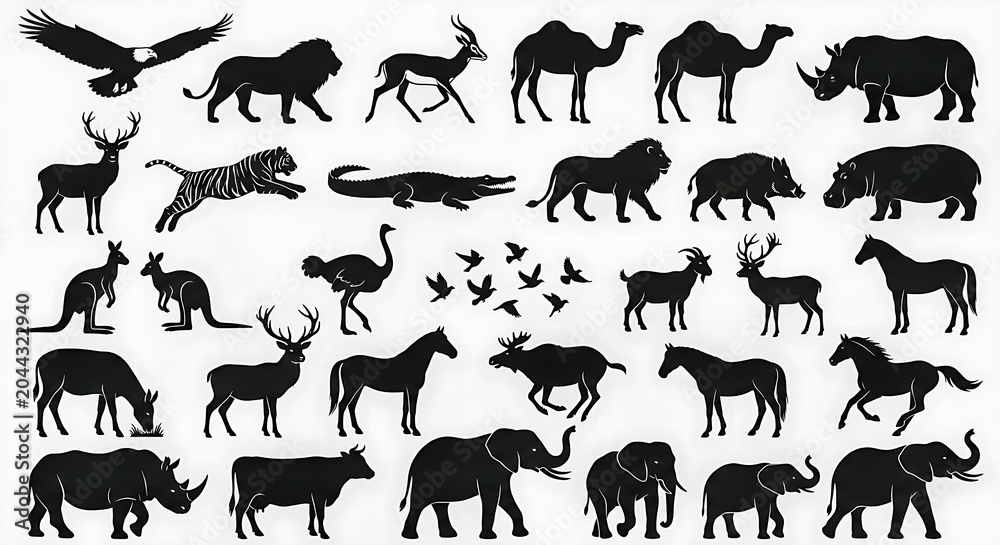 Fototapeta premium set of animals silhouettes