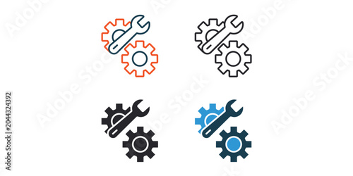 maintenance icons outline and Flat Style,transparent background.