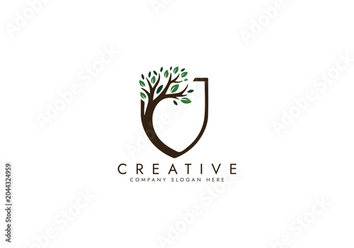 Tree Shield Logo Design vector design 