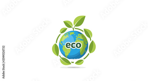 Eco Friendly Globe with Leaves.