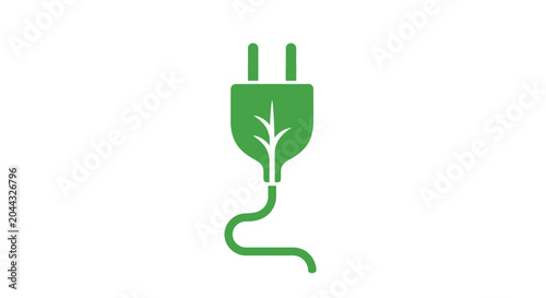 Green power plug with leaf.
