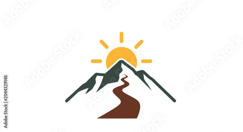 Mountain sunrise landscape graphic design.