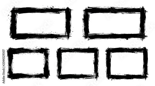 Canvastavla A set of five blank black rectangular frames.