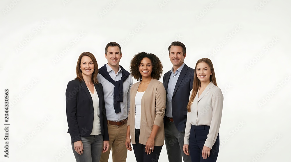 Fototapeta premium Diverse Group of Business Professionals Standing Together on a White Background.