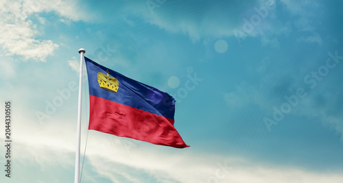 Obraz na płótnie Liechtenstein national flag fluttering