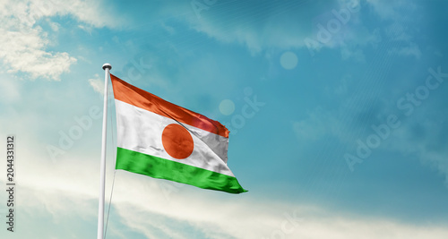 Fotografía Niger national flag fluttering