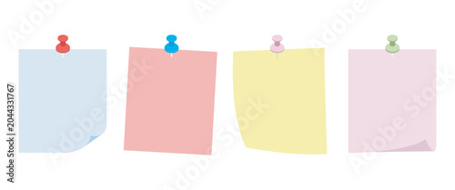 Bild auf Leinwand Colorful Pink and Yellow Blank Sticky Paper Notes Isolated on White Background f