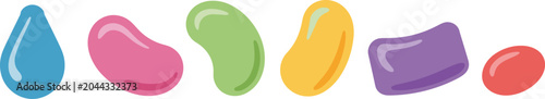 Foto Colorful jelly bean candy vector set featuring glossy sweet confections in vario