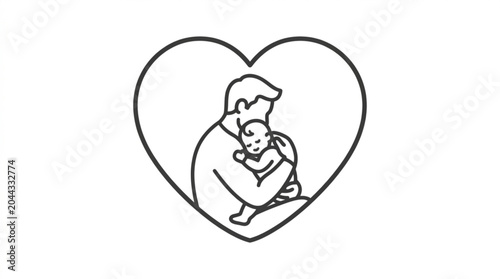 Foto Father tenderly embracing baby in heart outline symbolizing love and family bond