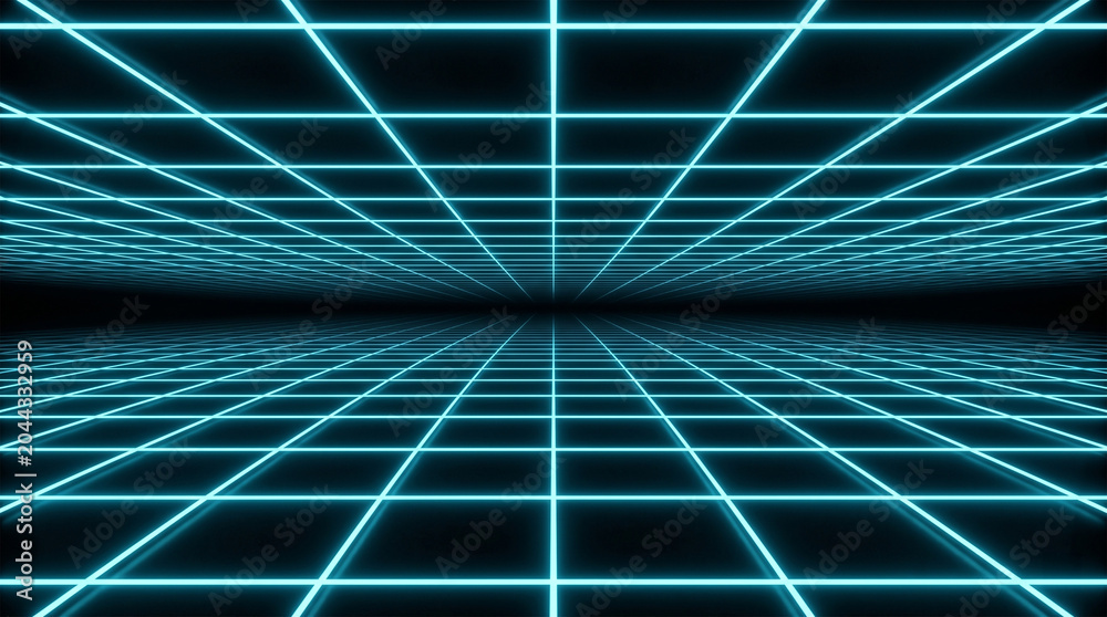 Obraz premium Neon Grid Space Abstract Cyber Background
