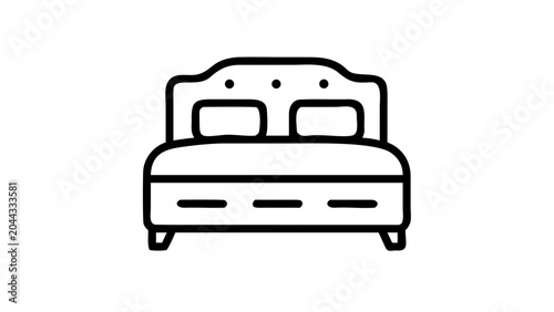Hand drawn sketch of a double bed with pillows
