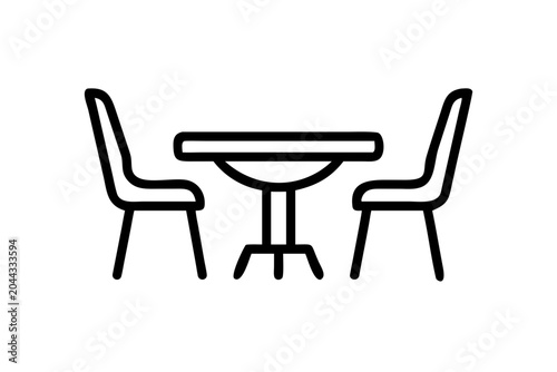 Dining table with two chairs icon
