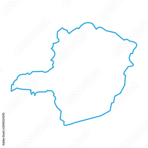 Simple Map of minas gerais is a state of Brazil. Minimal Blue Outline Design