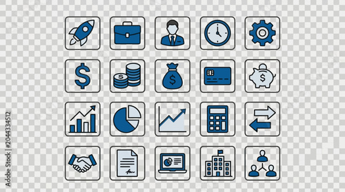 Schilderij op canvas Set of flat vector web design icons for business, communication, shopping, trave