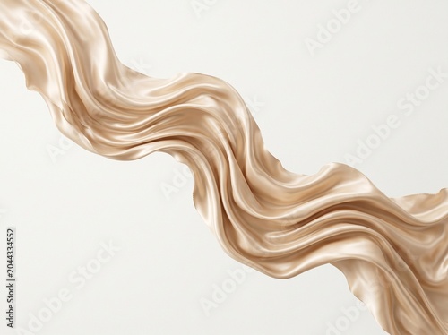 Elegant flowing champagne silk fabric texture in soft natural light minimalist wave