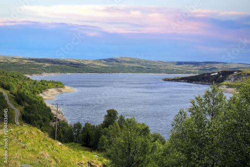 Aerial view of the lake Innerdalsvatnet, Norway