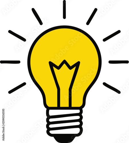 Lightbulb icon depicts a glowing yellow shape with dark radiating line strokes.