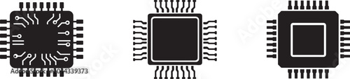 Photos Computer chip silhouette vector icon, microprocessor technology graphic clipart design