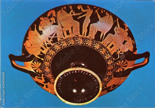 Tableau sur toile TARQUINIA.MUSEO ETRUSCO.DETAIL OF A VASE.JOVE AND GANYMEDE.ITALY.
