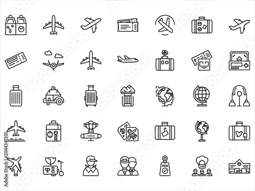 Travel and transportation icons in silhouette style