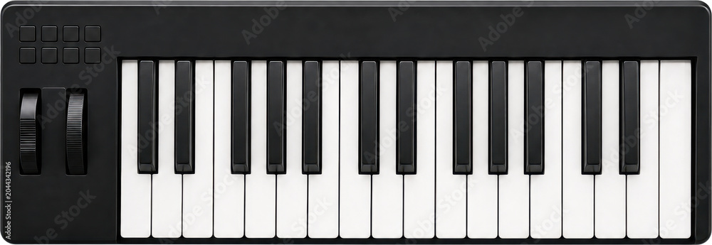 Fototapeta premium Black MIDI Keyboard Controller isolated on transparent background