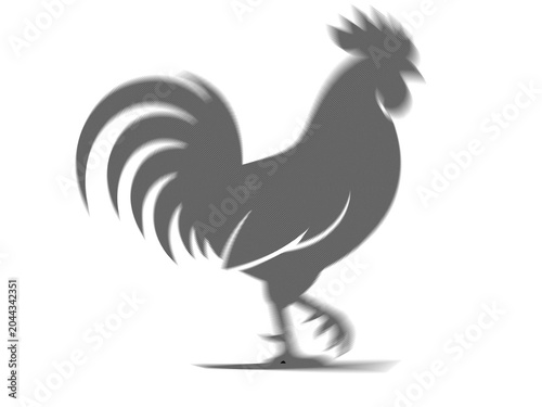 Tableau sur toile Rooster standing pose silhouette with stylized ripple effect silhouette illustra