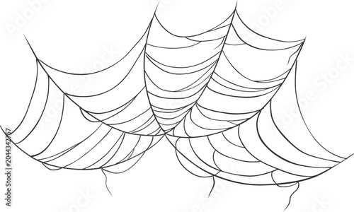Canvas Print Halloween spider and cobweb, line net trap border, corner