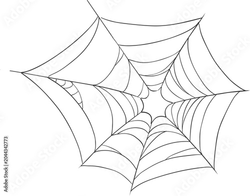 Billede på lærred Halloween spider and cobweb, line net trap border, corner
