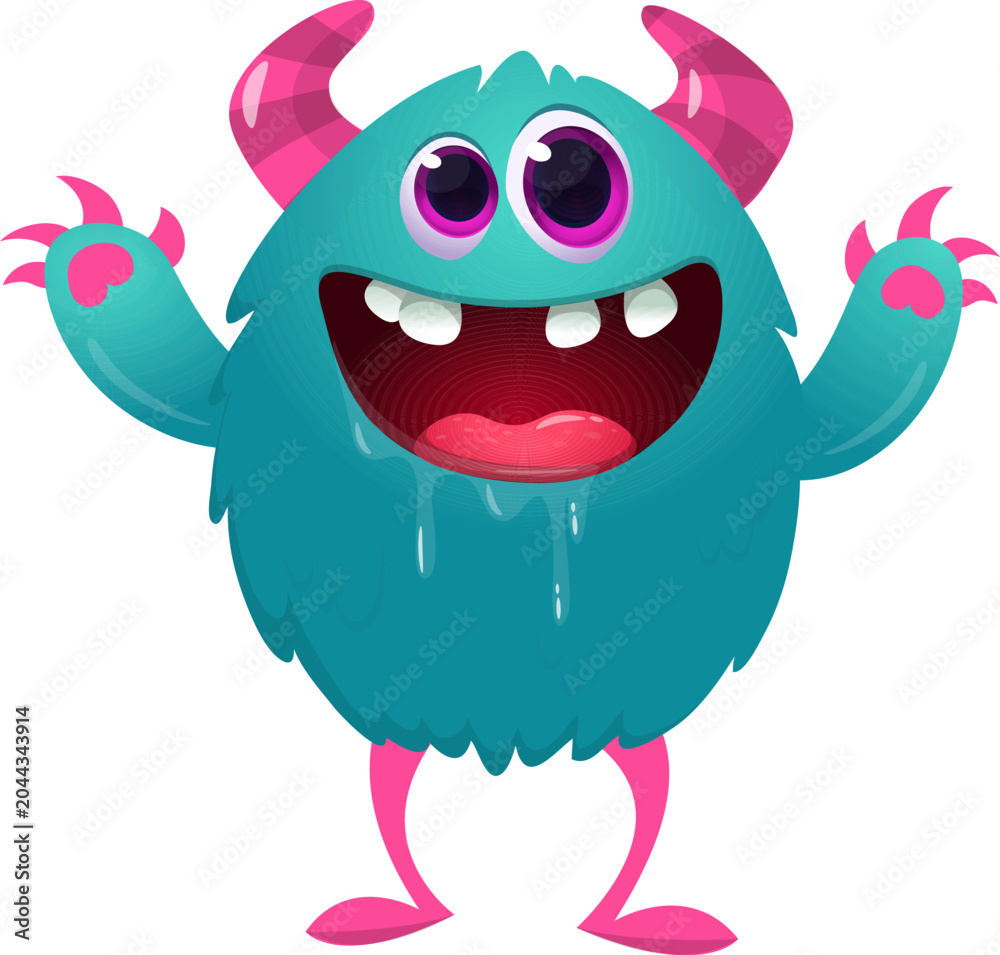 Fototapeta premium Funny monster illustration standing in cartoon style. Vector illustration