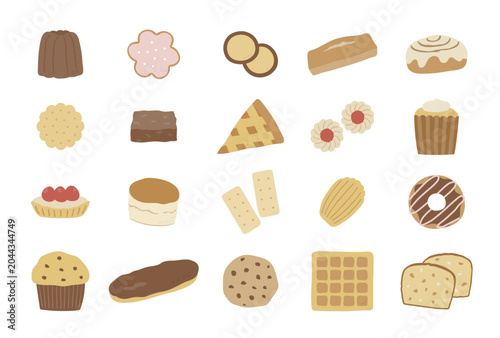 Bild auf Leinwand Assorted Baked Sweets Clipart Set
