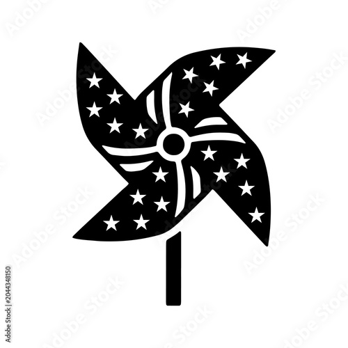 Fotografie Black pinwheel icon, star pattern, white background, decorative symbol, festive