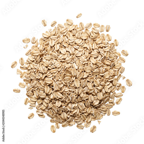 Canvas Print Heap of organic raw rolled oat flakes, isolated on transparent background