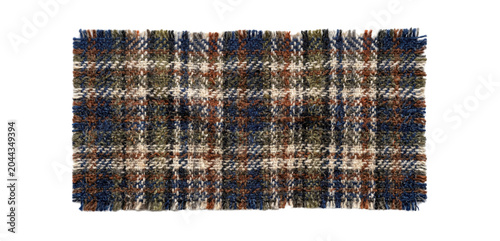 Bild auf Leinwand Blue and brown plaid tartan wool fabric swatch, isolated on transparent backgrou