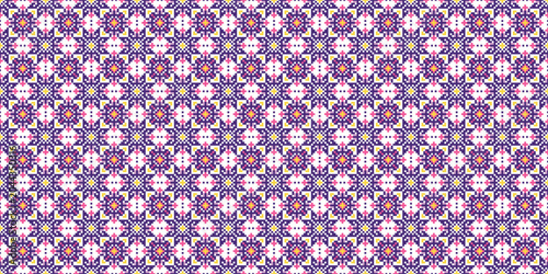 Purple Floral Pixel Seamless Pattern Background
