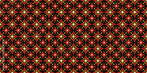 Vintage Star Floral Pixel Seamless Pattern