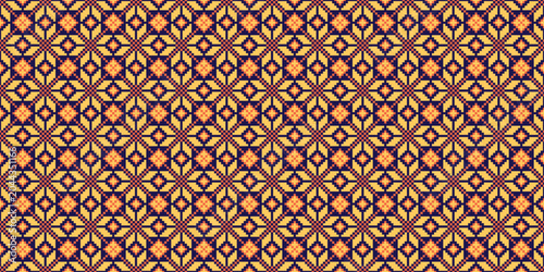 Warm Geometric Diamond Pixel Seamless Pattern