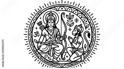 Photography Lord Rama and Hanuman, Hindu deity, Indian mythology, divine symbol, OM symbol