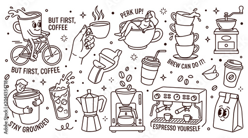 Canvastavla Creative coffee theme sketches and motivational quotes.