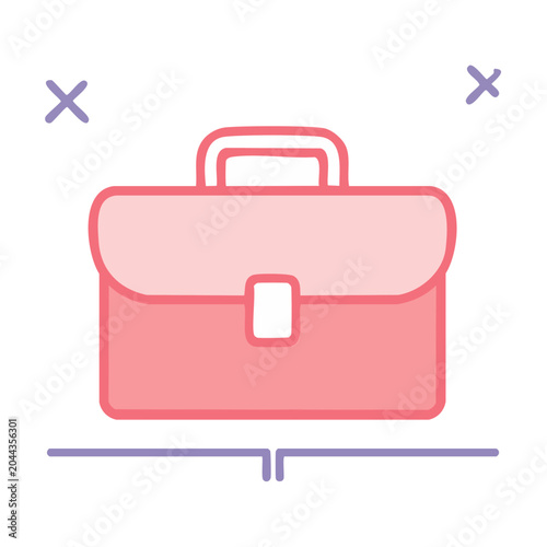 Flat design icon of a pink briefcase with purple accents