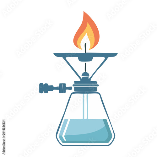 Flat design icon of a spirit lamp with a flame