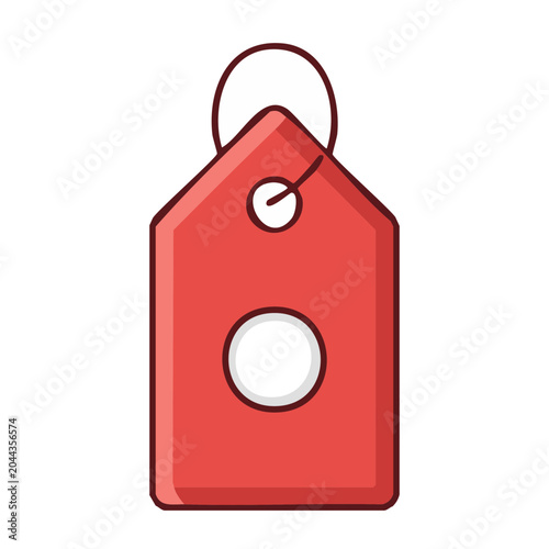 Red flat design tag icon with string