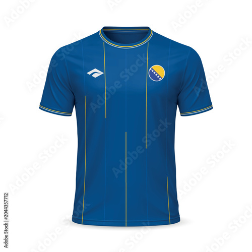 Obraz na plátně 3d realistic home soccer jersey Bosnia national team, shirt template