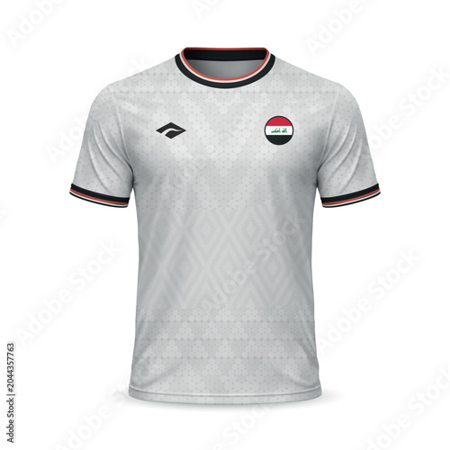 Photos 3d realistic away soccer jersey Iraq national team, shirt template