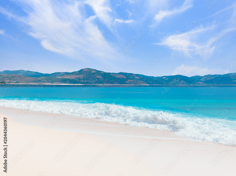 Fototapeta premium Beautiful landscape with Salda white sand beach - Salda Lake, Burdur